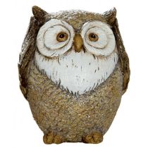 Eule Owl Herbsteule Schneeeule Landhaus Wintereule braun beige 12 cm