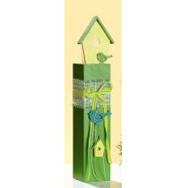 GILDE Deko-Ständer als Windlicht in Grün mit Häuschen, 56 cm