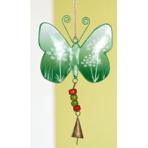 GILDE Hängedeko Schmetterling aus Metall in Dunkelgrün, 13 x 24 cm