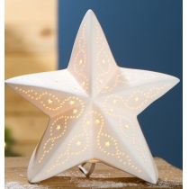 GILDE Porzellan-Lampe Stern in Weiß, 28,5 cm