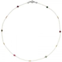 Halskette Kette mit Perlen Peridot Turmalin 45 cm