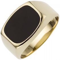 Herren Ring 585 Gold Gelbgold, 1 Onyx Herrenring