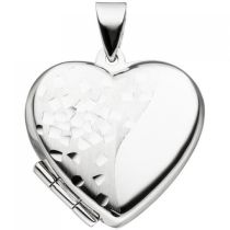 Medaillon Herz für 2 Fotos 925 Silber teil matt Herzmedaillon