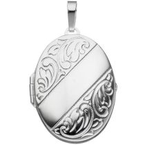 Medaillon oval für 2 Fotos 925 Sterling Silber Anhänger zum ffnen