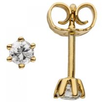 Ohrstecker 585 Gelbgold 2 Diamanten Brillanten 0,14 ct. Ohrringe