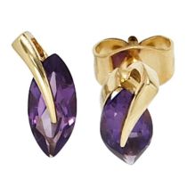 Ohrstecker 585 Gold Gelbgold 2 Amethyste lila violett Goldohrstecker