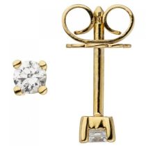 Ohrstecker 585 Gold Gelbgold 2 Diamanten Brillanten 0,14 ct. Ohrringe