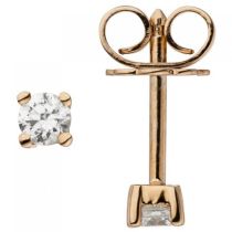 Ohrstecker 585 Gold Rotgold 2 Diamanten Brillanten 0,14 ct. Ohrringe