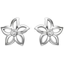 Ohrstecker Blume 925 Sterling Silber 2 Zirkonia Ohrringe Silberohrringe