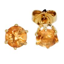 Ohrstecker rund 585 Gelbgold 2 Citrine orange Ohrringe Goldohrstecker