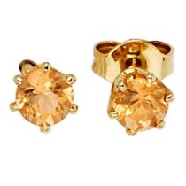 Ohrstecker rund 585 Gelbgold 2 Citrine orange Ohrringe