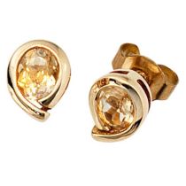 Ohrstecker Tropfen 333 Gold Gelbgold 2 Citrine orange Ohrringe