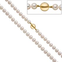 Perlenkette aus Akoya Perlen 45 cm Schließe 925 Silber gold vergoldet matt