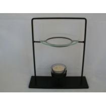 Schwarze moderne Metall-Duftlampe, 22 cm