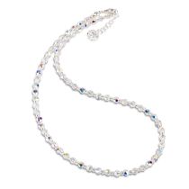 Halskette Collier aus 4mm Kristallperlen Crystal Aurora Boreale