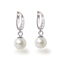 Kleine Perlen Ohrhänger 925 Silber Rhodium mit 8mm Perle weiß