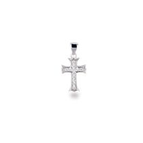 Kleiner Kreuz Anhänger 2cm aus 925 Silber Rhodium mit Zirkonia