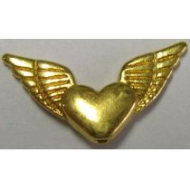 Metallverzierteil echt vergoldet nickelfrei 25mm geflügeltes Herz