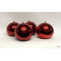 4er Set Kerzen Kugelkerzen K252R 6,2 cm Durchmesser glänzend Rot