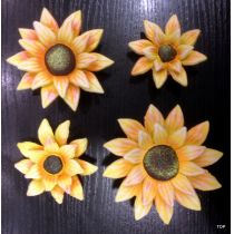 Keramik  Sonnenblumenblüte Set 4 Größen niedliche gelbe Sonnenblumen