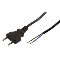 Euro-Netzkabel McPower mit blanken Enden Länge 2,5m, 2x0,75 mm², schwarz