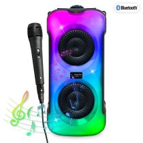 Karaoke-Set, inkl. Mikrofon, Bluetooth, USB, AUX, FM Radio, mit Lichteffekten