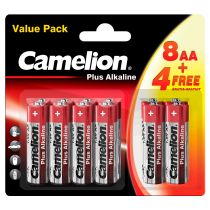 Mignon-Batterie CAMELION Plus Alkaline 1,5 V, LR6 Typ AA, 8+4 er-Blister
