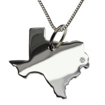 50cm Halskette + Texas Anhänger mit einem Brillant 0,015ct an Ihrem Wunschort in 925 Silber