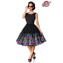 Belsira Premium Vintage Blumenkleid,schwarz Größe 4XL
