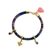 Gemshine - Damen - Armband - 925 Silber Vergoldet - AZTEC - BEE - Biene - Rubin - Rot - Amethyst - Violett