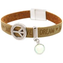 Gemshine - Damen - Armband - Frieden - Peace - WISHES - Chalcedon - Braun Sand - Magnetverschluss