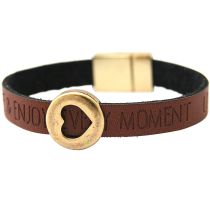 Gemshine - Damen - Armband - Herz - Liebe - WISHES - Braun - Dunkel - Magnetverschluss