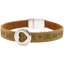 Gemshine - Damen - Armband - Herz - Liebe - WISHES - Braun Sand - Magnetverschluss