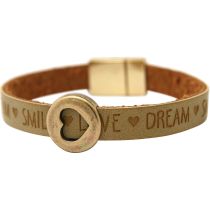 Gemshine - Damen - Armband - Herz - Liebe - WISHES - Braun - Sand - Magnetverschluss