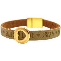 Gemshine - Damen - Armband - Herz - Liebe - WISHES - Braun Sand - Magnetverschluss