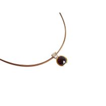 Gemshine - Damen - Halskette - 925 Silber - Vergoldet - Granat - Rot - 10mm