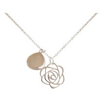 Gemshine - Damen - Halskette - Anhänger - 925 Silber - ART DECO - Blume - 925 Silber ?- DRUZY - Rose Quarz - 4