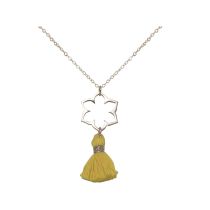 Gemshine - Damen - Halskette - Anhänger - 925 Silber - Lotus Blume - Mandala - Quaste - Goldgelb - YOGA - 45 c