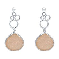 Gemshine - Damen - Ohrringe - BUBBLES - 925 Silber ?- DRUZY - Rose Quarz - 4,5 cm