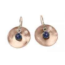 Gemshine - Damen - Ohrringe - Ohrhänger - 925 Silber - Rose Vergoldet - Schale - Geometrisch - Design - Saphir
