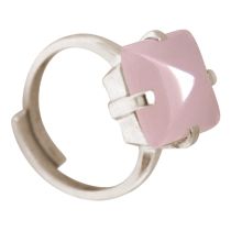Gemshine - Damen - Ring - 925 Silber - Chalcedon - Rosa - 12mm - Größenverstellbar