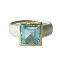 Gemshine - Damen - Ring - Silber 925 - Vergoldet - Topas - Blau, Ringgröße:56 (17.8)