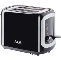 AEG Doppelschlitz-Toaster schwarz Brötchenaufsatz Toast Krümelschublade 940 W