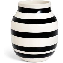 Kähler Design Omaggio Vase schwarz weiß 20 cm Tischvase Porzellan Deko Streifen