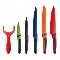 Messerset 6-teilig Messer-Set Küchenmesser Kochmesser bunt farbig Sparschäler