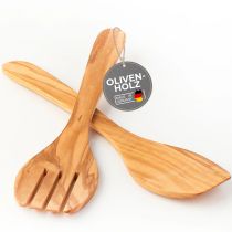 TOPANBIETER 999 Salatbesteck Olivenholz 30cm Sevierbesteck nachhaltig Holzbesteck