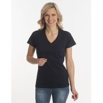 Damen T-Shirt Flash-Line, V-Neck, schwarz, Grösse 2XL