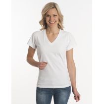 Damen T-Shirt Flash-Line, V-Neck, weiss, Grösse 2XL