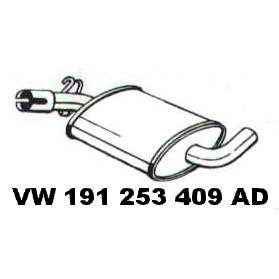 Mittelschalldämpfer VW Golf 2 / Jetta 2 19 .2 - VAG / VW / Audi 9.85 - 8.92 - Vor - Schalldämpfer Abgasanlage | MAV - [ 1031 ]