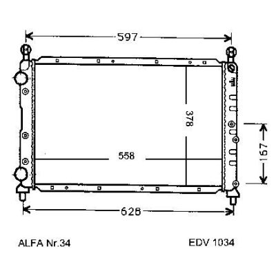 NEU + Kühler Alfa Romeo 145 / 146 / 155 .2 1.4 / 1.6 / 1.8 / 2.0 - 16V - Twinspark - 9.95 - 8.xx - Kühlsystem | MAV - 44271